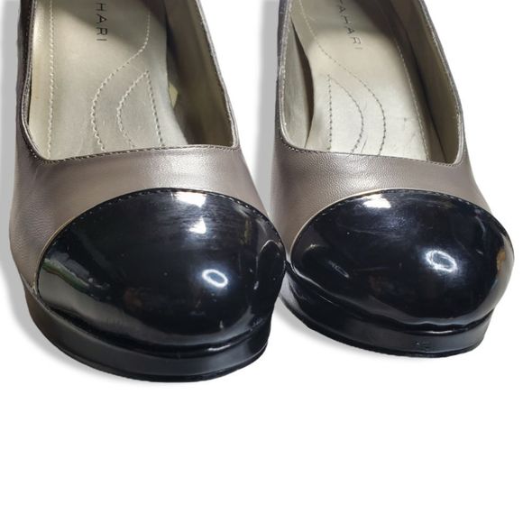 Tahari Ta-Laurie Grey Taupe Two-Tone Leather Pump - Picture 8 of 10